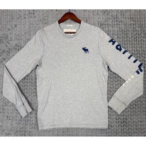 Abercrombie & Fitch Men's Moose Logo Abercrombie NY Crewneck Sweatshirt‎ Gray XL